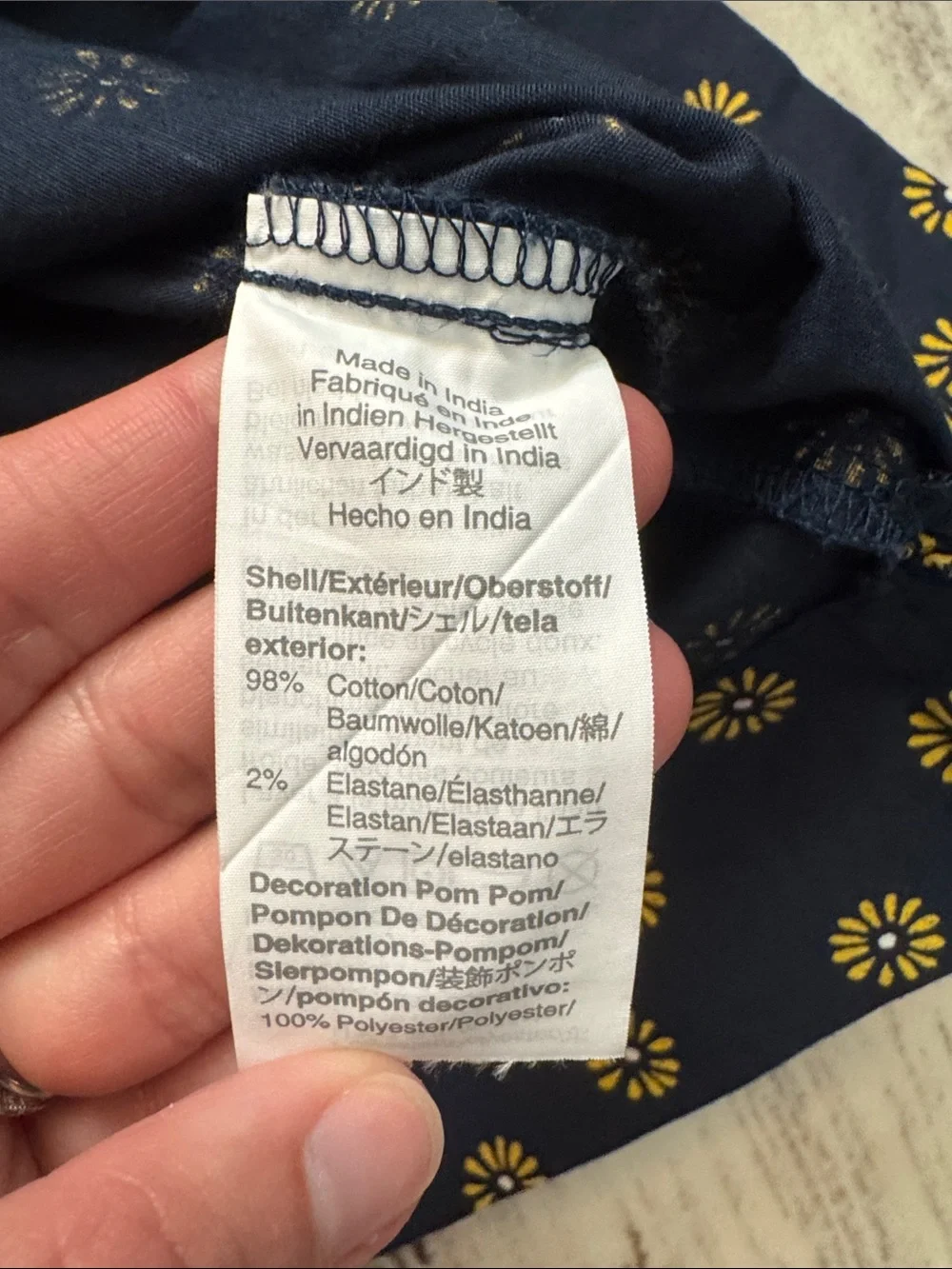 J. Crew Navy Tank with Gold Daisy Motif